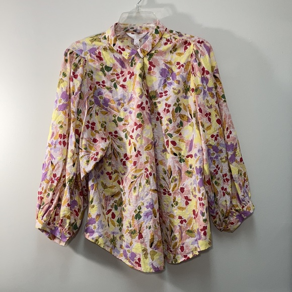 LC Lauren Conrad button down floral print top XXL - Picture 5 of 17